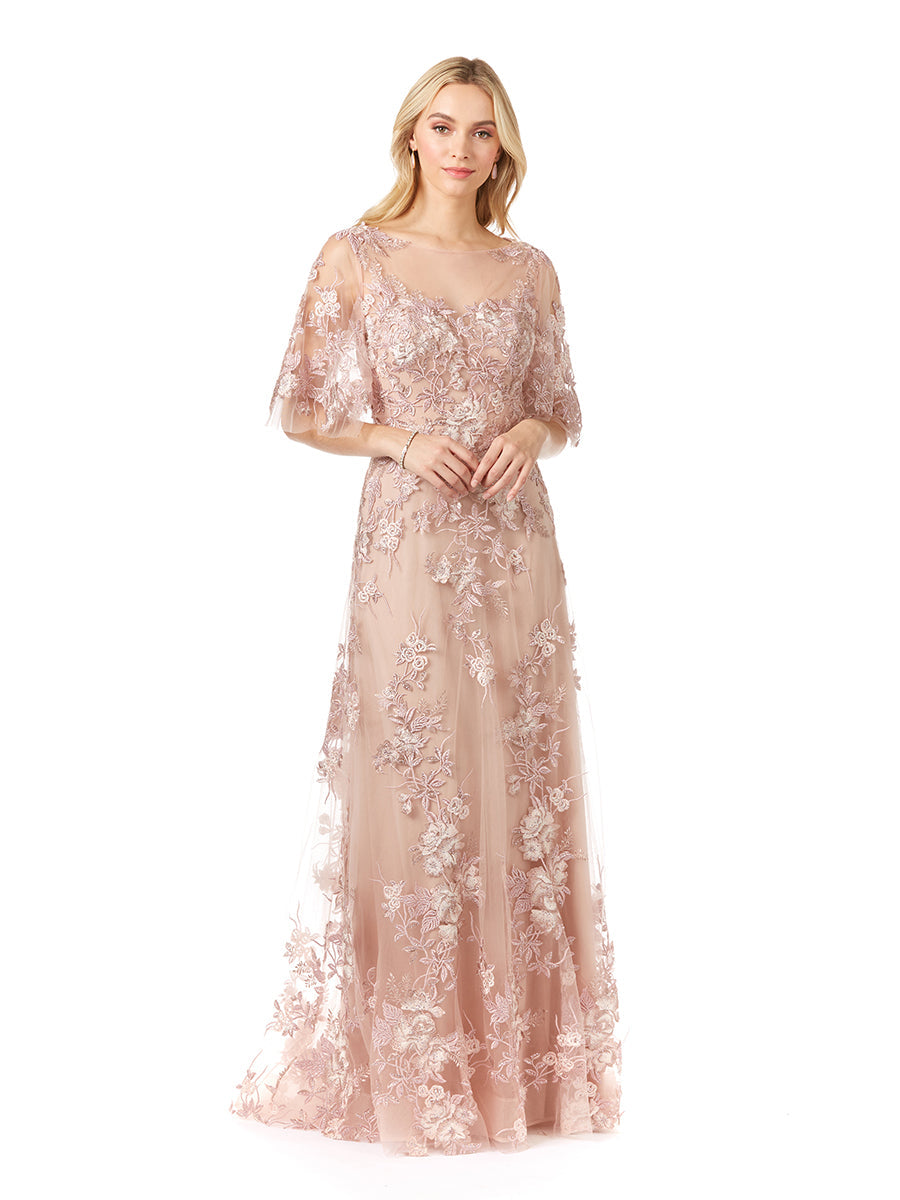 Kleid mit Cape-Ärmeln, Spitze und hohem Ausschnitt