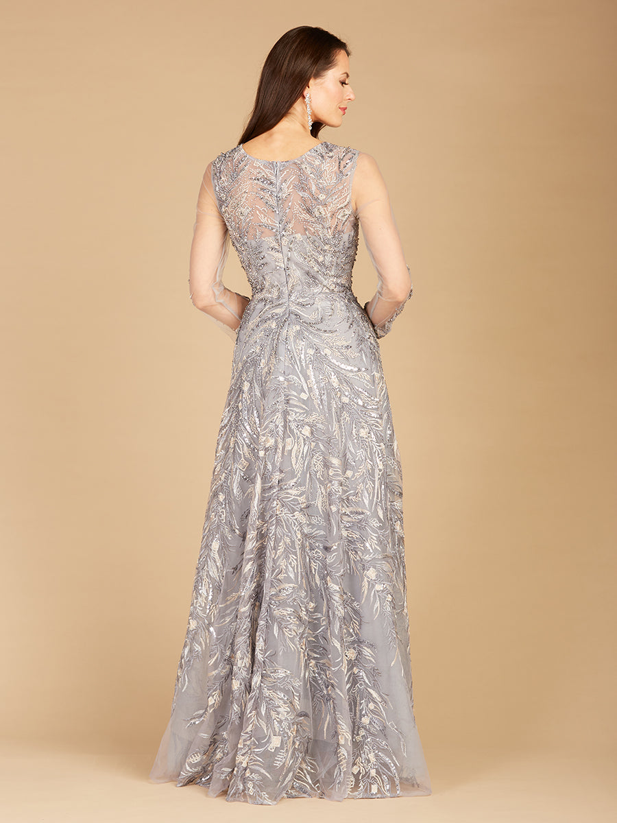Robe de bal à col montant et manches longues
