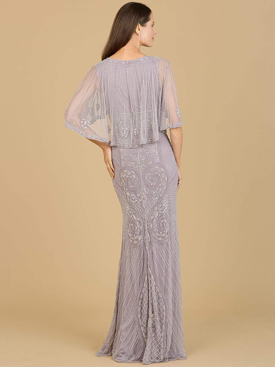 Kapärmeliges V-Ausschnitt-Kleid mit Perlenstickerei