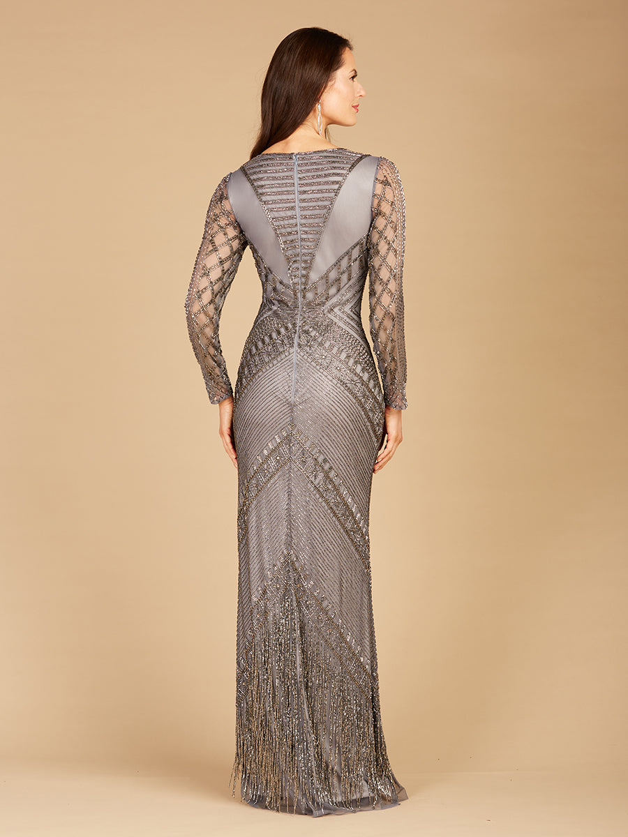 Langärmliges Fransenkleid