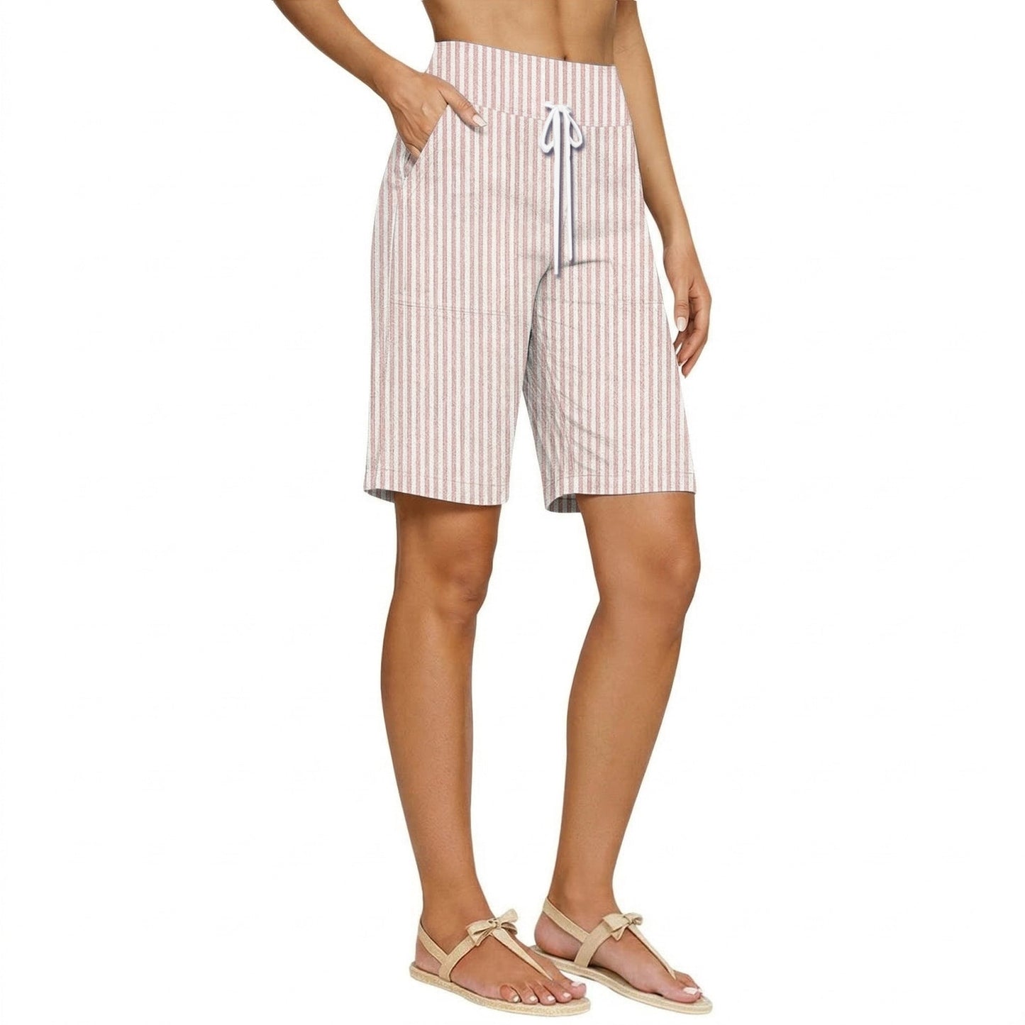 Loose-fit Striped High-waisted Shorts