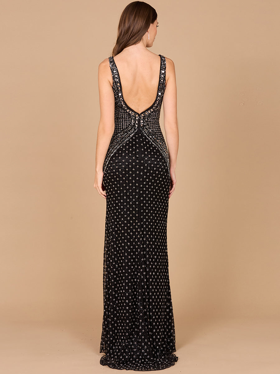 Lara 29499 – Verziertes langes Kleid mit hohem Schlitz