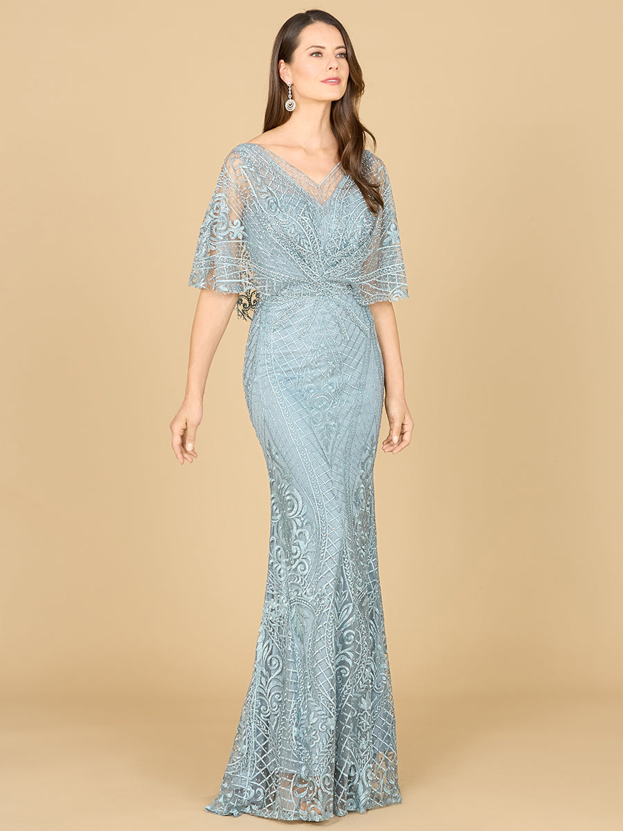 Lara 29673 - Meerjungfrauenkleid mit Cape-Ärmeln