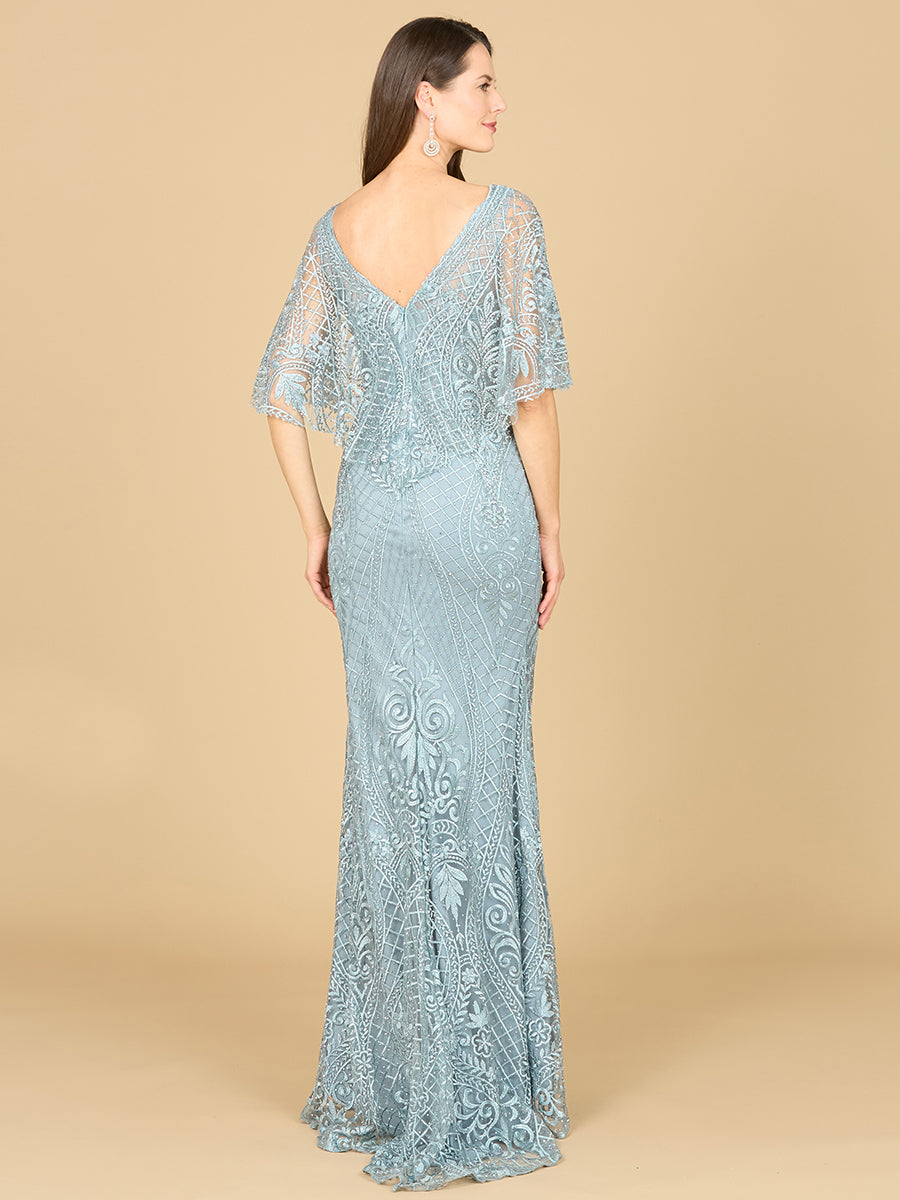 Lara 29673 - Meerjungfrauenkleid mit Cape-Ärmeln