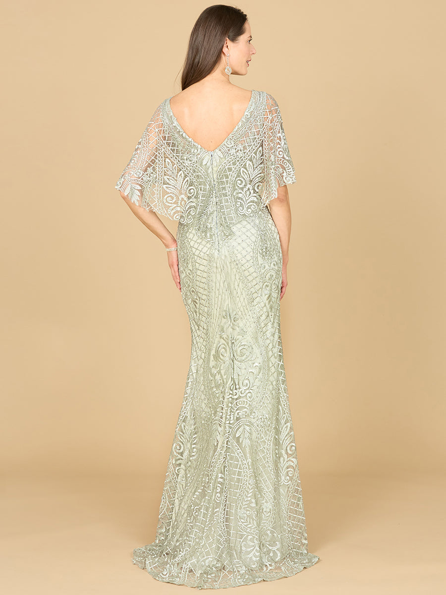 Lara 29673 - Meerjungfrauenkleid mit Cape-Ärmeln