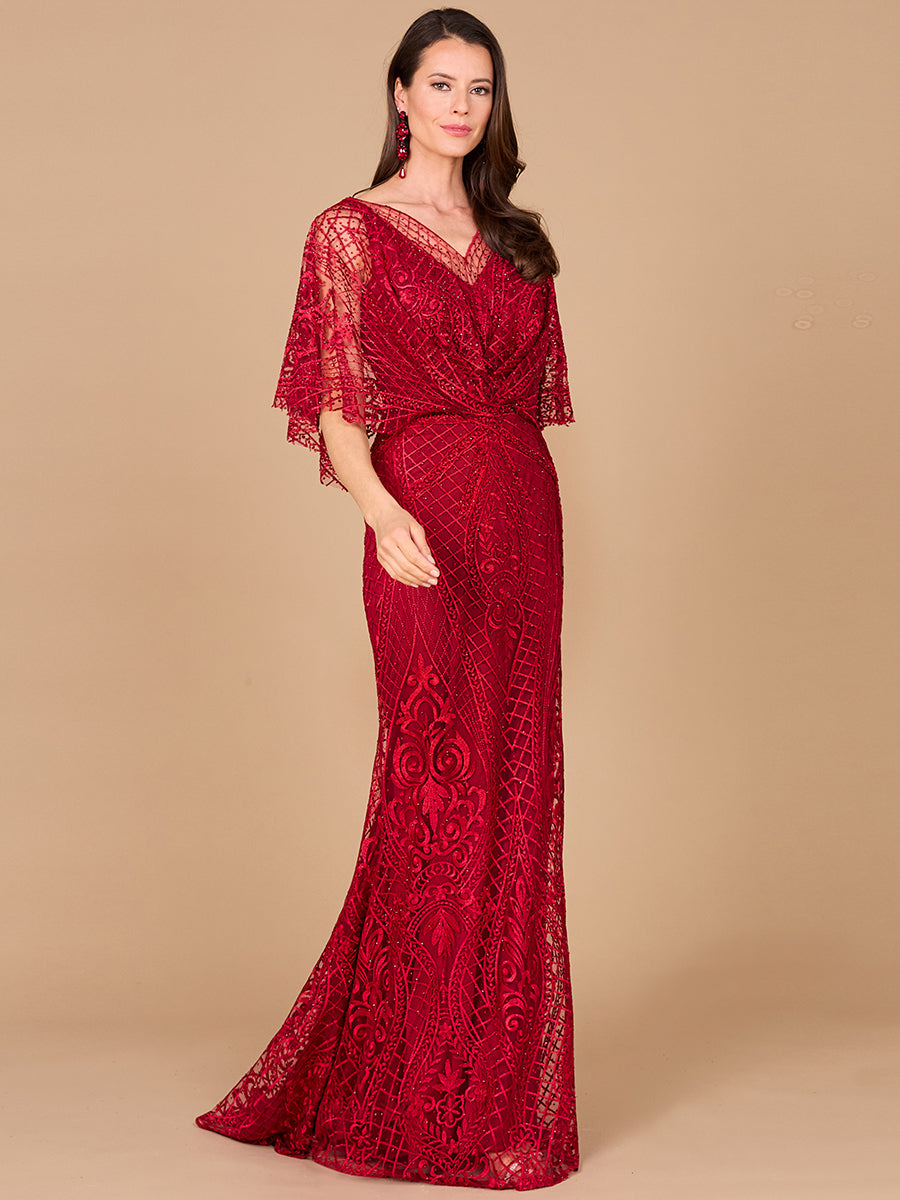 Lara 29673 - Meerjungfrauenkleid mit Cape-Ärmeln