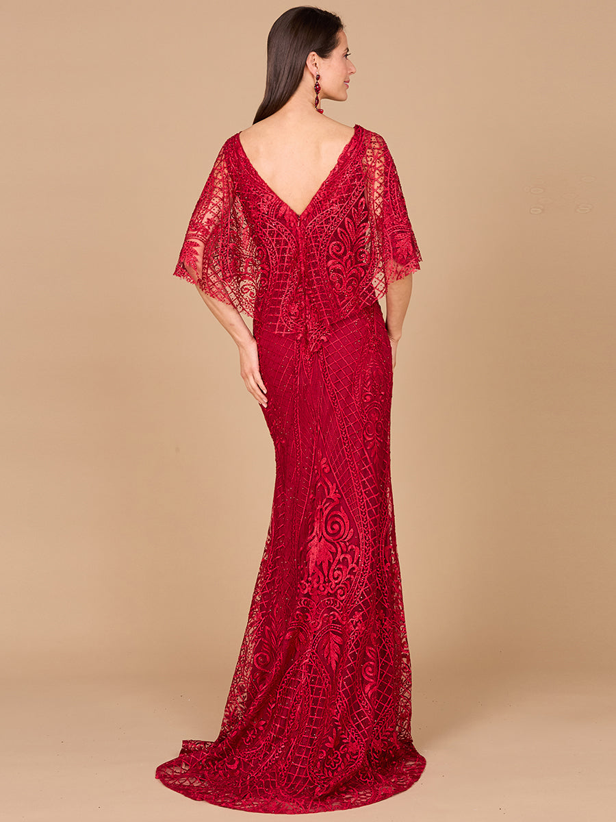 Lara 29673 - Meerjungfrauenkleid mit Cape-Ärmeln