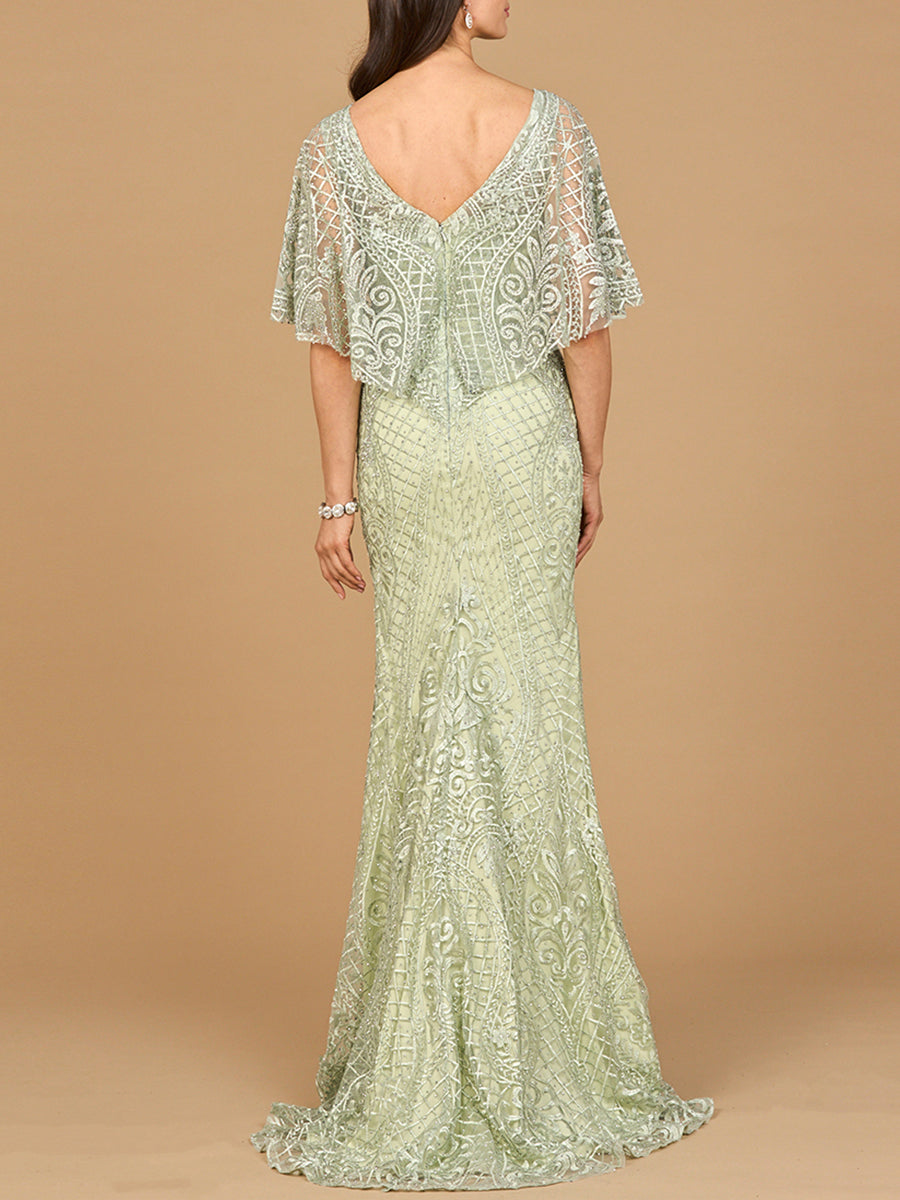 Lara 29673 - Meerjungfrauenkleid mit Cape-Ärmeln
