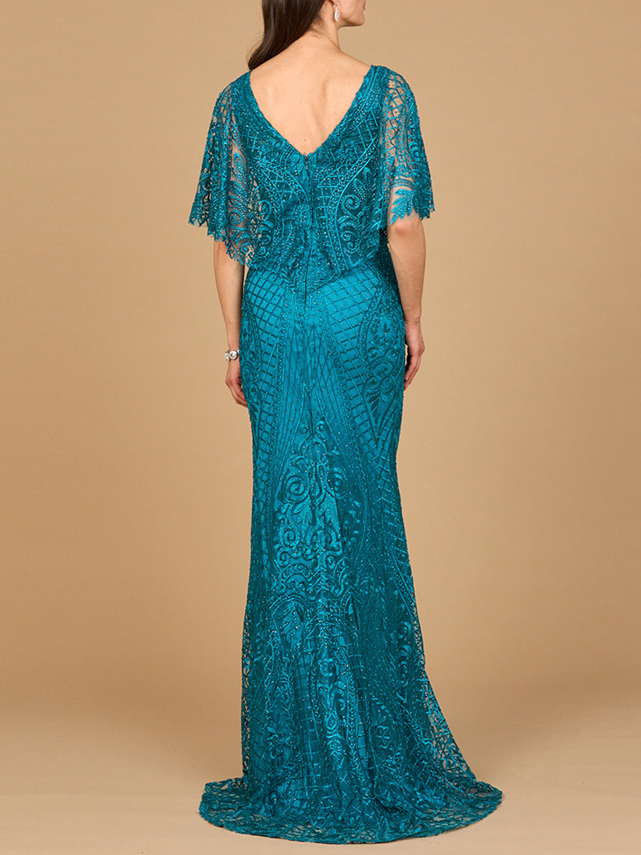 Lara 29673 - Meerjungfrauenkleid mit Cape-Ärmeln