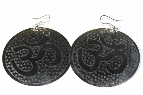 Om Yoga Earrings Silver Gold Tone 2 Inch Meditation