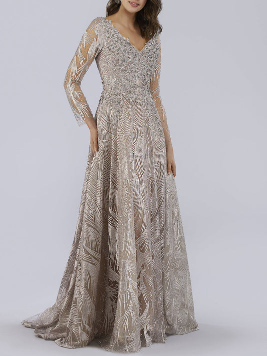 Lara 29753 - Robe de bal perle à manches longues