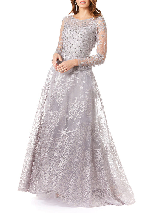 Lara 29759 - Robe de bal à manches longues entièrement ornée