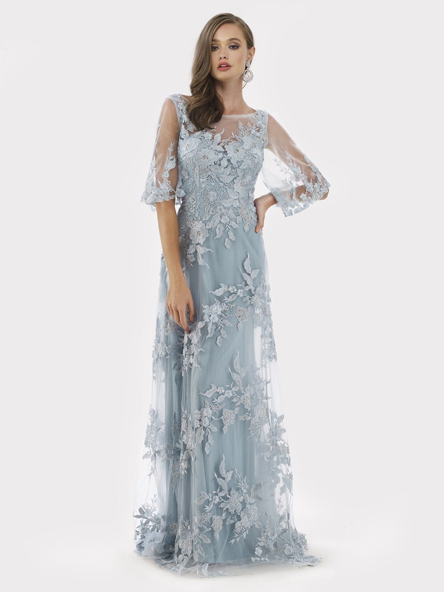 Cape-Ärmel A-Linien Spitzenkleid