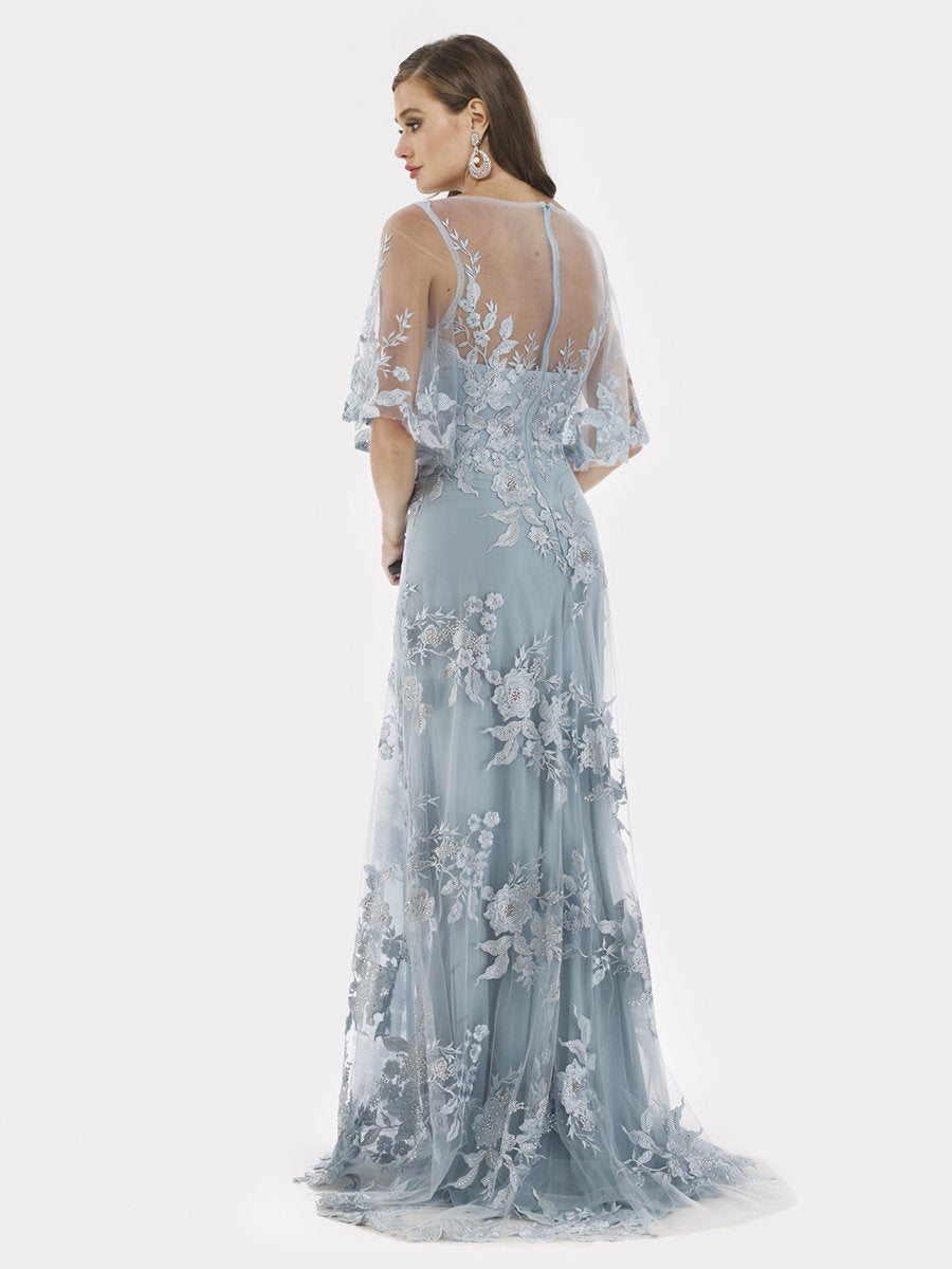 Cape-Ärmel A-Linien Spitzenkleid