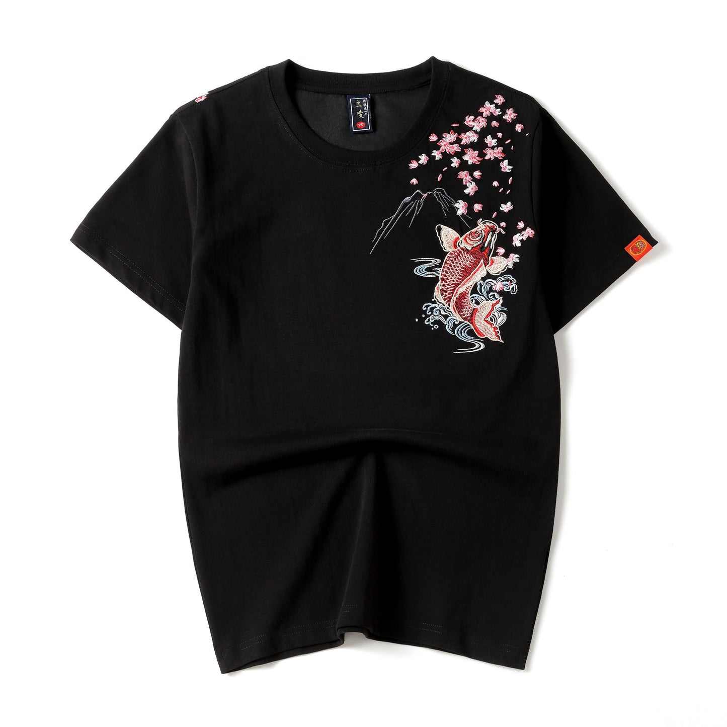 KH628 Rot Koi Fisch Besticktes T-Shirt