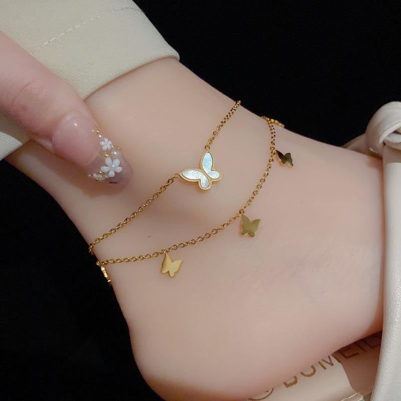 Butterfly Anklet For Women High end 18k Gold colored Trendy Foot Chain
