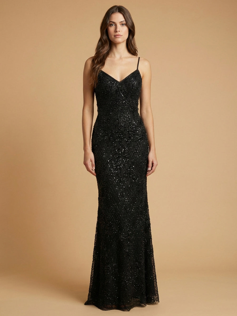 Body Con V-neck Beaded Dress - Lara 29904