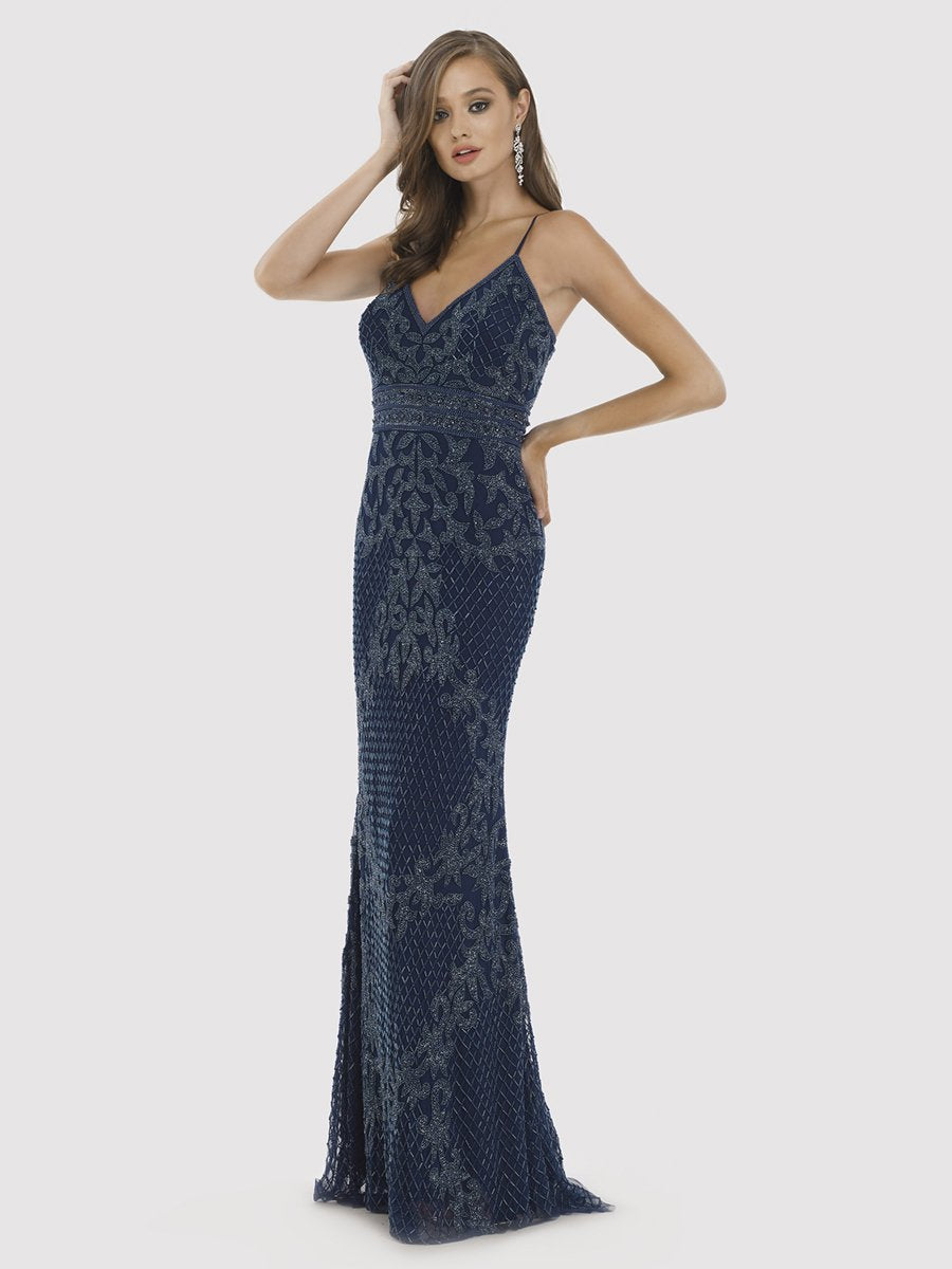 Body Con V-neck Beaded Dress - Lara 29904