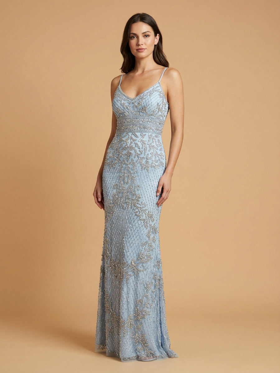 Body Con V-neck Beaded Dress - Lara 29904