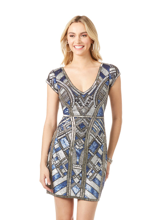 Lara 29909 - Mini-robe à perles et col en V