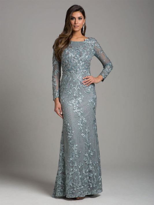 Lara 29924 - Robe en dentelle à manches longues avec appliqués en dentelle