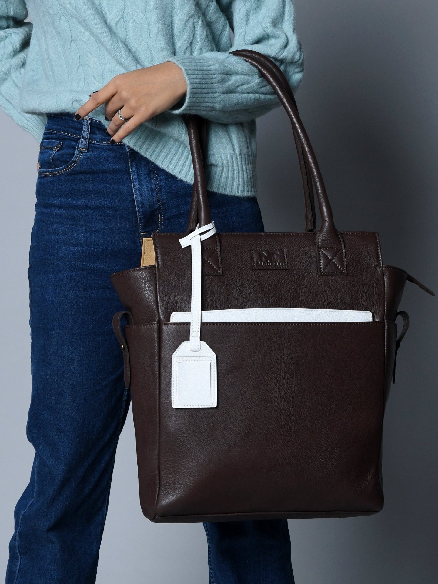 Kastanie Charm Braune Leder Tragetasche