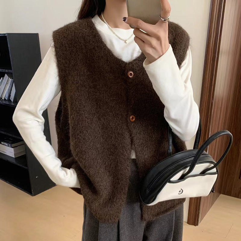 Minimalist Versatile Soft And Cozy Lazy-styled Sweater Vest Loose-fitting Layered Knit Vest