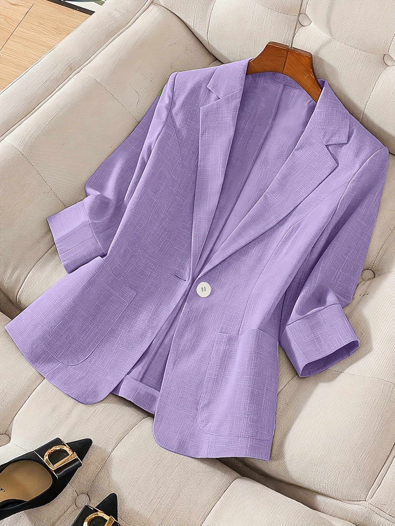 Women's Three-Quarter Sleeve Single-Button Casual Blazer