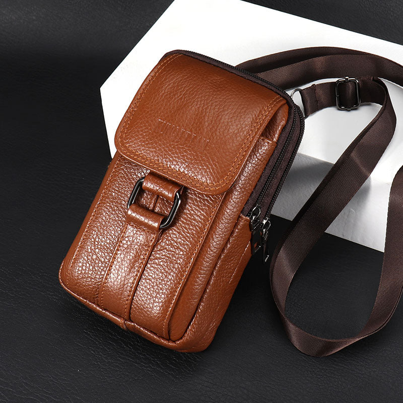 Leather Men's Mobile Phone Bag Multifunctional Waist Bag