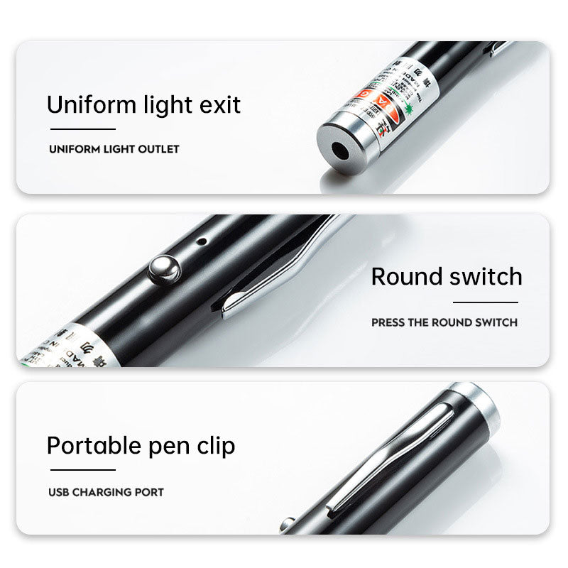 2-in-1 Detachable Mini Green Laser Pointer with Portable Lamp Holder, Visible Focus for Hunting, Teaching, and Presentations