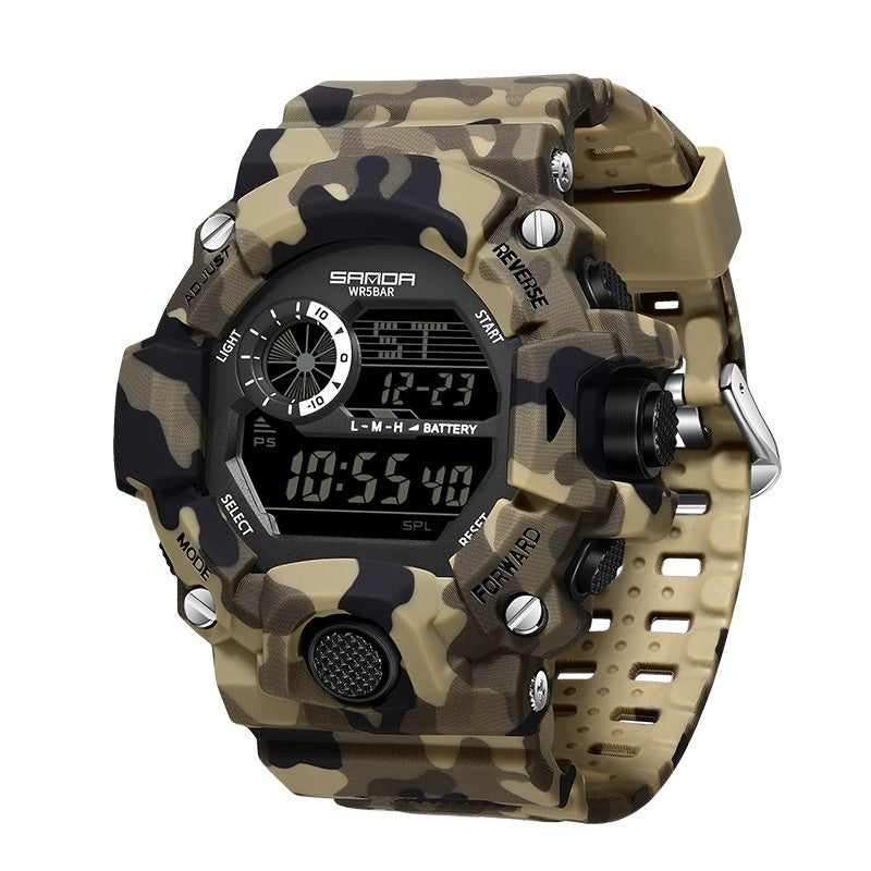 Shock Military Army Mens Watch In Camouflage  Style With LED Digital Back Light With Luminous  Effect