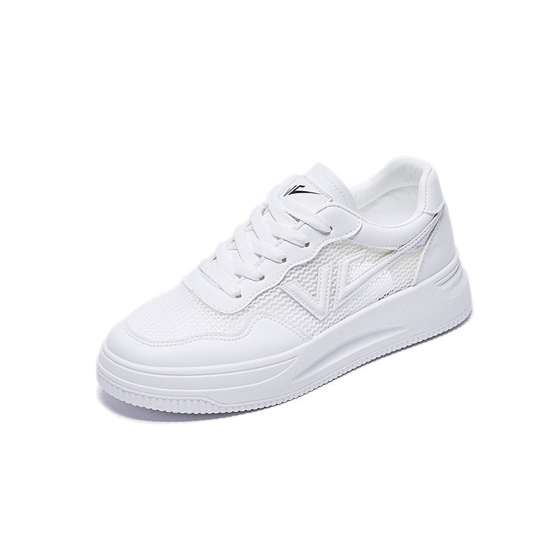 Spring Fashion Breathble Women Sneakers Leather Platform Shoes Women Lace Up Casual Shoes White Fashion Sneakers White PU Leather Platform Sneaker For Women Lace Up Walking Sneakers