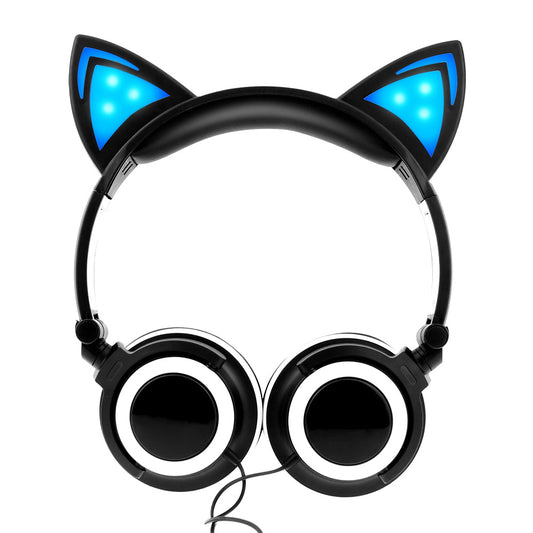 Luxury New Popular Esonstyle Kids Headphones Over Ear with LED Glowing Cat Ears,Safe Wired Kids Headsets 85dB Volume Limited, Food Grade Silicone, 3.5mm Aux Jack, Cat-Inspired Purple Headphones for Girls and Kids