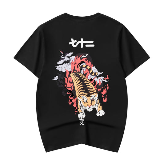 YeT029 T-shirt Tigre Flamboyant Bondissant