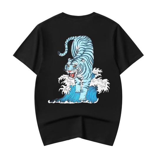 YeT022 Tee-shirt bleu « Tigre de l'océan »
