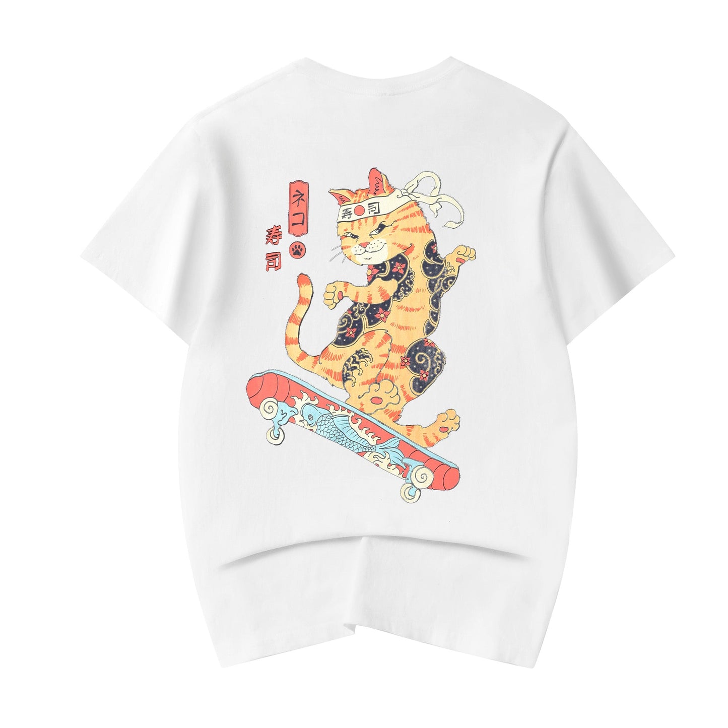 YeT019 T-shirt chat Neko en skateboard