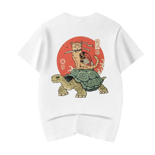 YeT018 Tee Tortue x Chat Samouraï