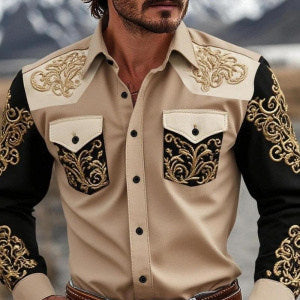 Mens Summer Short-Sleeve Striped Floral Shirt