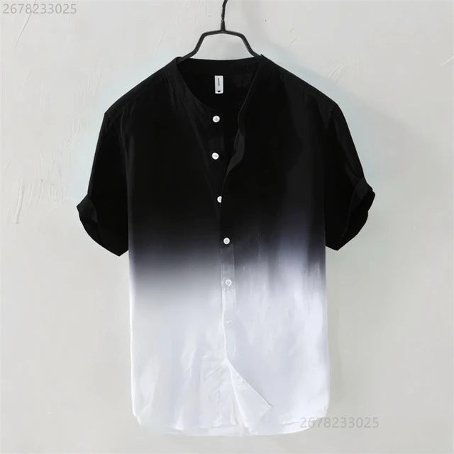 Breathable Comfortable Resort-style Ombre Short-sleeve Shirt