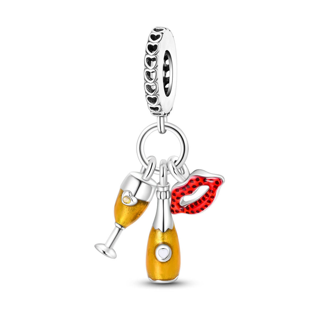 Festive-themed Beer Glass And Wine Glass Pendant Bead Bracelet Accessories