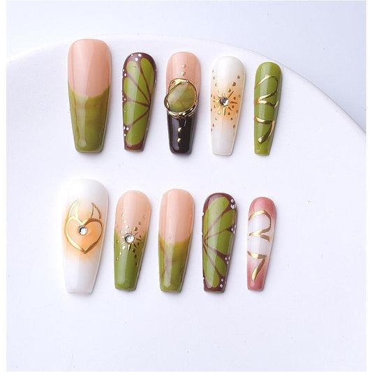 1073 Handmade Nail Wear Nail Art Reusable Press on Nails False Nails