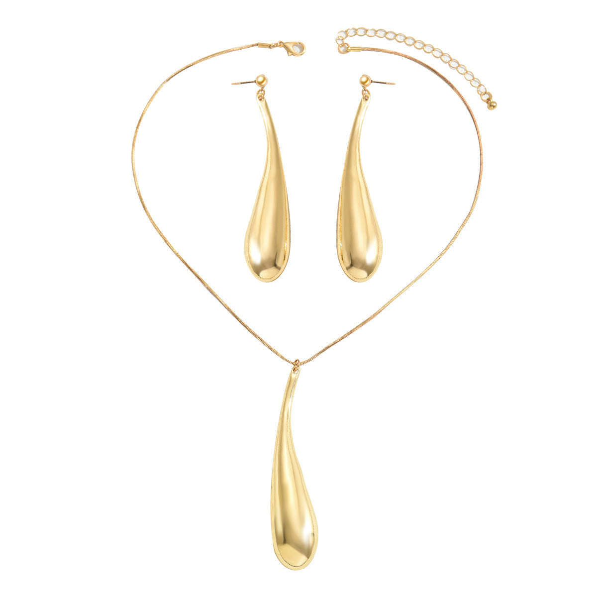 New Arrival Cross-border European American Women Jewelry Set, Niche Light Luxury Water Drop Design Drop Earrings & Matching Clavicle Necklace, Versatile Daily Neck Ear Ornaments For Ladies