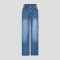 Womens Casual Straight-leg Denim Wide-leg Pants