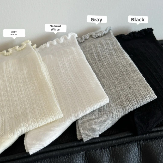 Socks-Dark grain wooden ears-White-1 pair