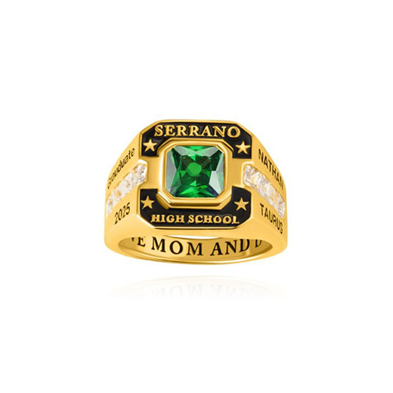 College Commemorative Gift Square Zircon Ring