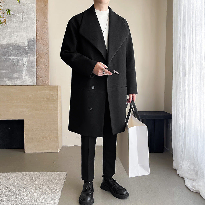 Men's Cotton-padded Mid-length Woolen Coat