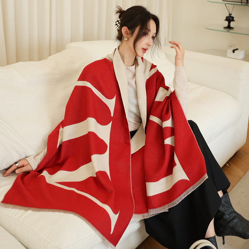 Female Versatile Fashion Thickened Warm Cashmere Scarf