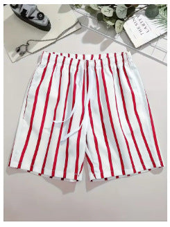 Hawaiian Beach Board Shorts For Men 3D Striped Design