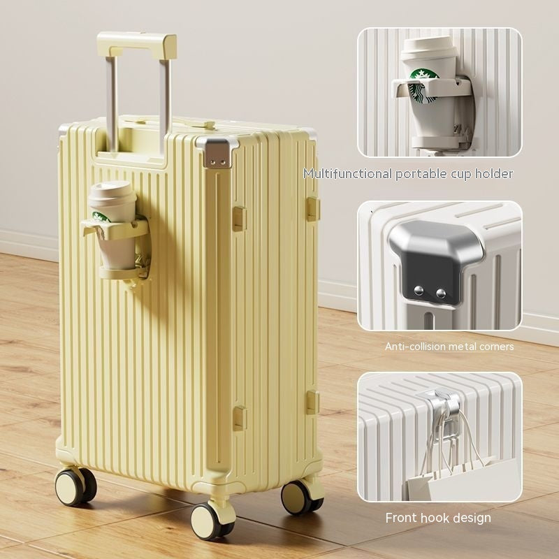Password-Protected Genuine Leather Trolley Case for Men and Women