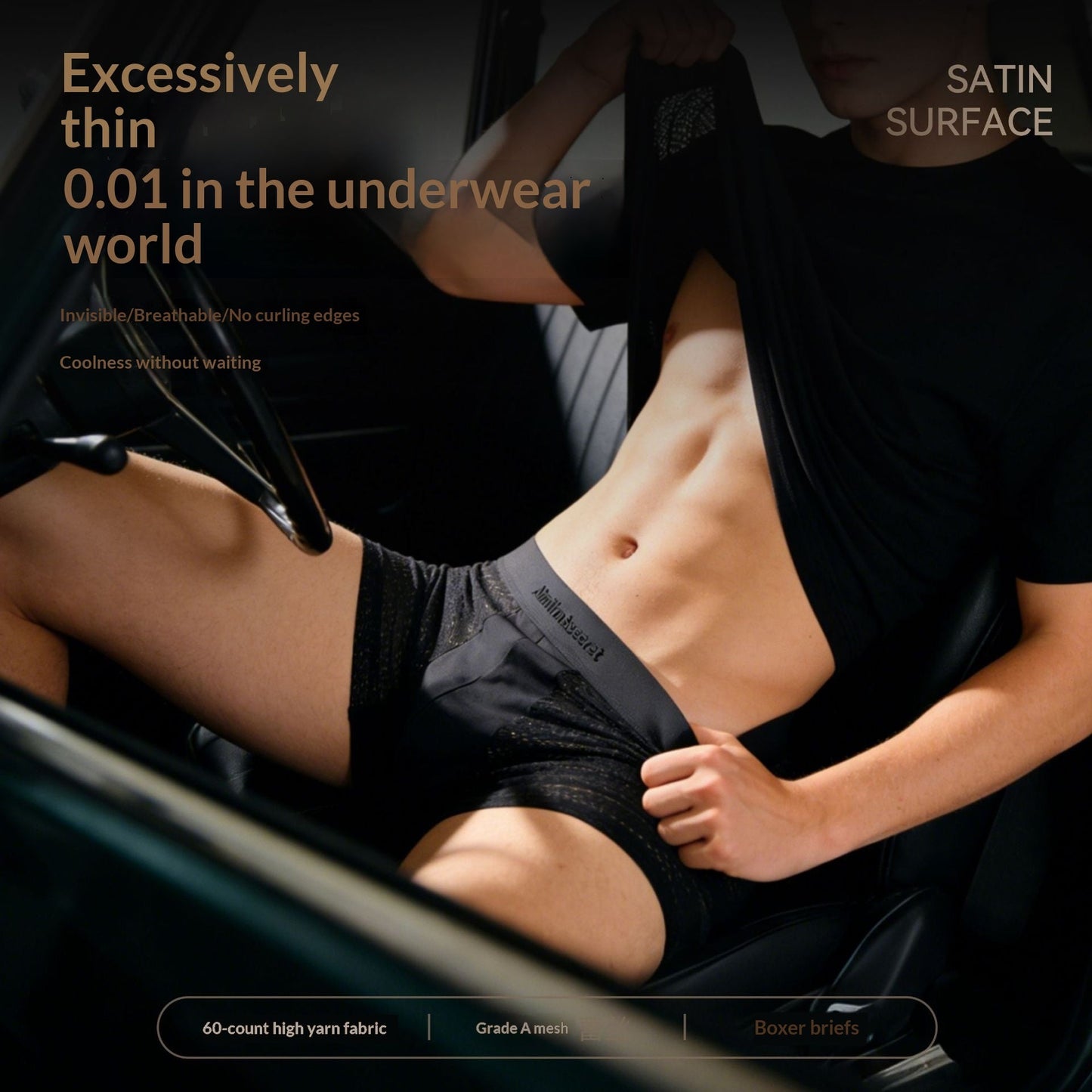 New Ice-silk Mens Underwear Summer Mesh Bare-feel